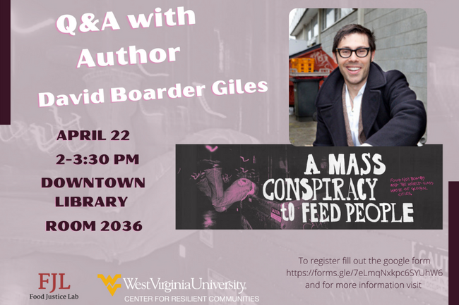 David Boarder Giles Q&A with the author of a mass conspiracy to feed people. 22 April 2022.