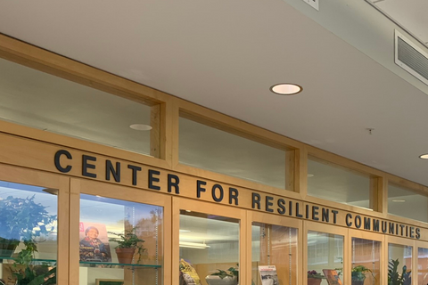 Center for Resilient Communities signage above an office