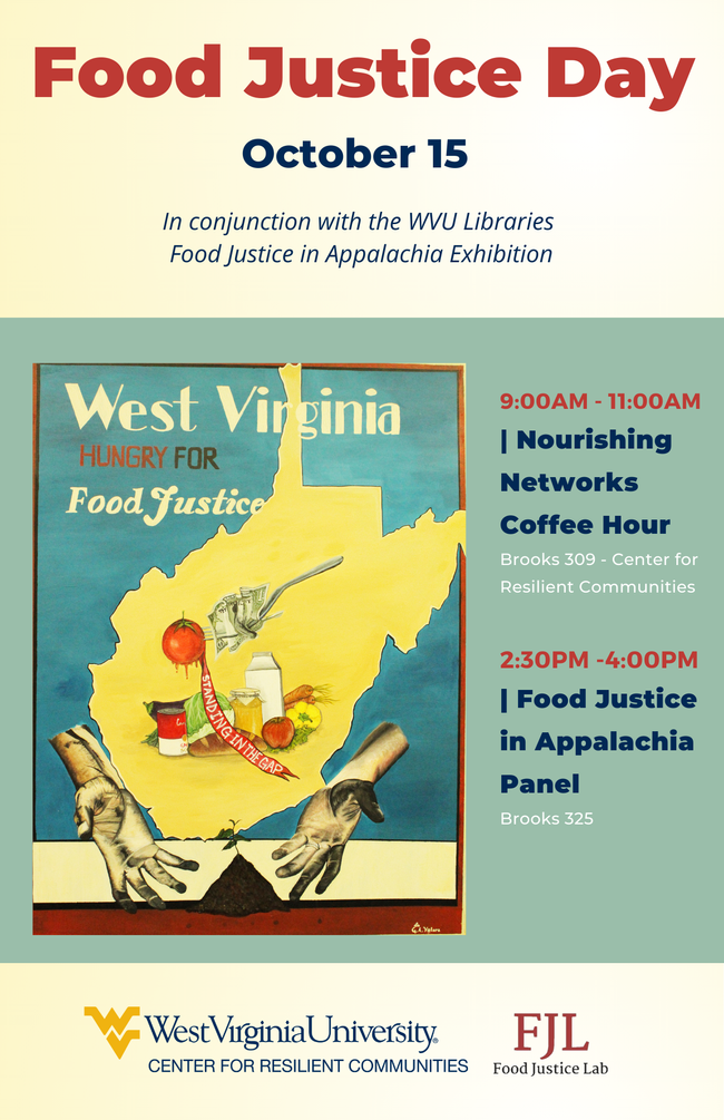 West Virginia Food Justice day. Map of West Virginia and description of the panel.